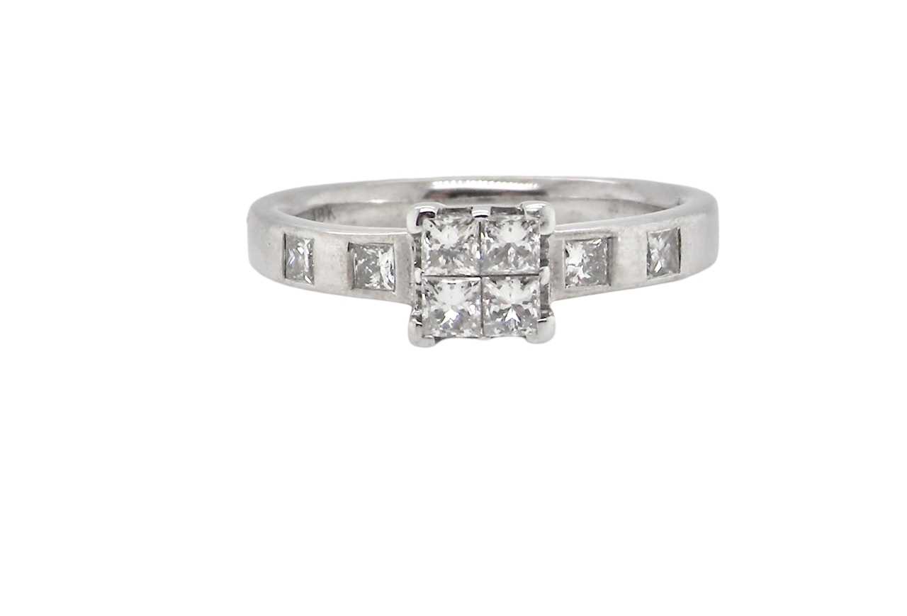 A Princess Cut Diamond cluster ring