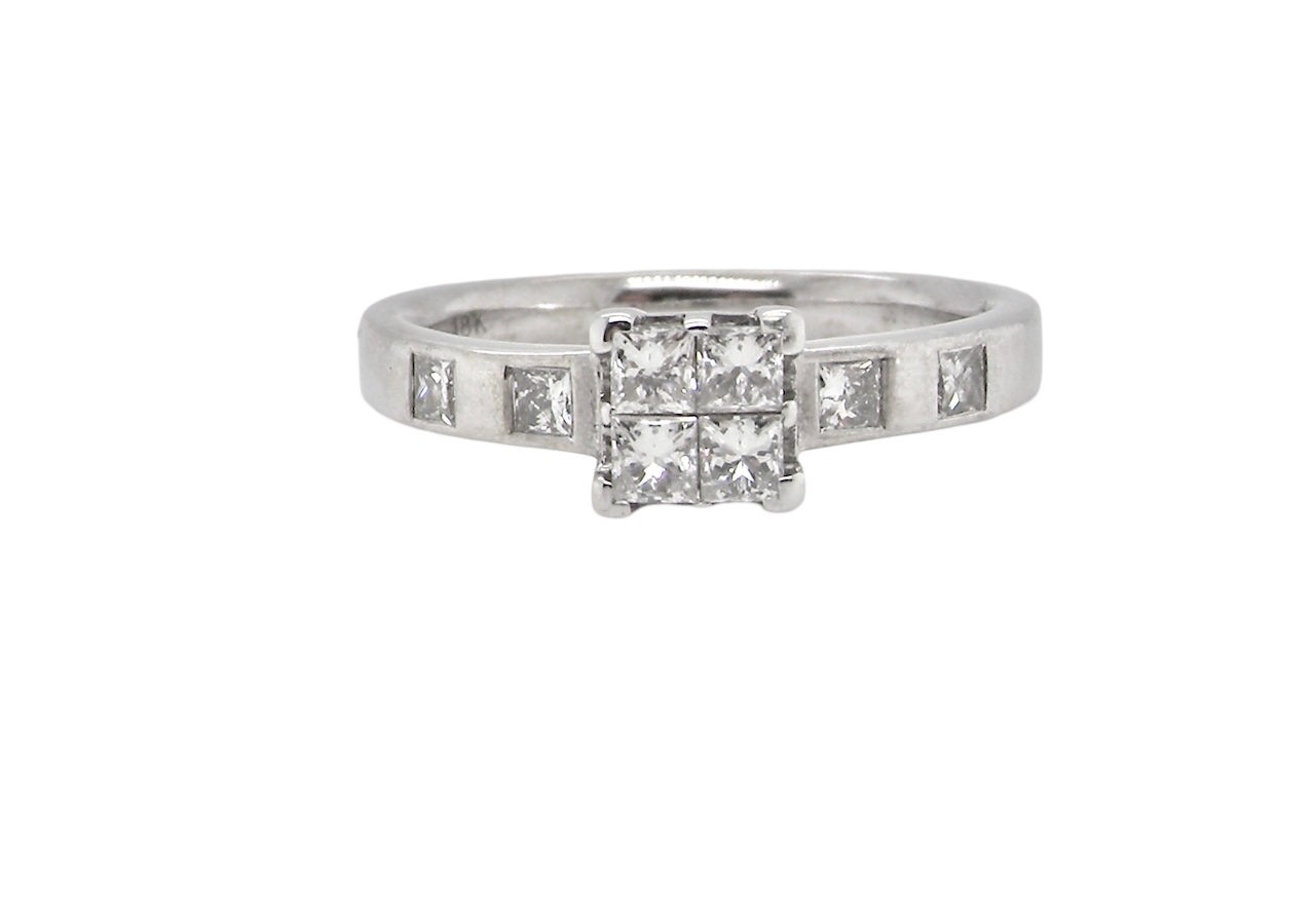 A Princess Cut Diamond cluster ring