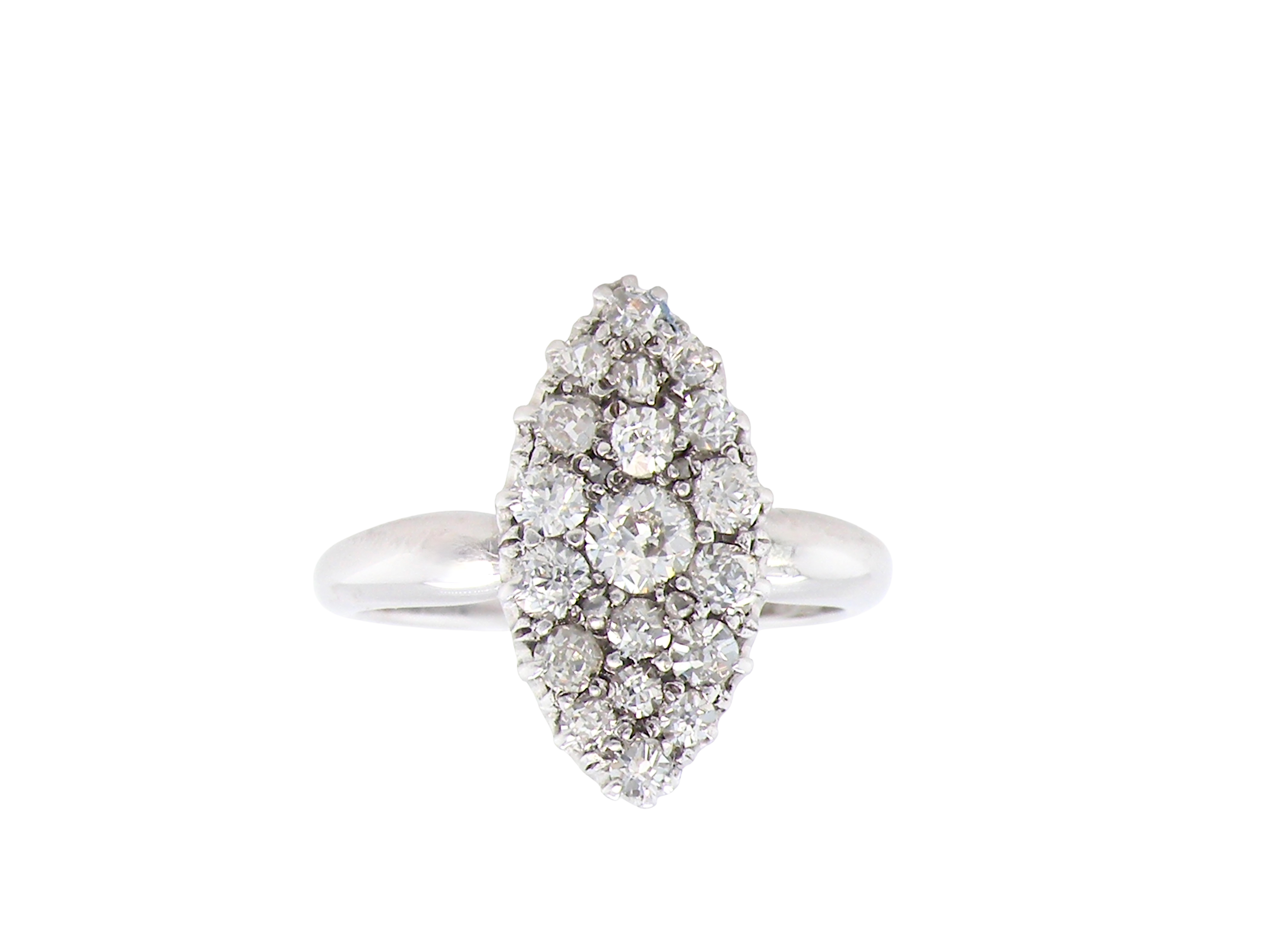 A Stunning Marquise Cluster Diamond Ring – 18 carat White Gold (1950s–1960s Vintage)