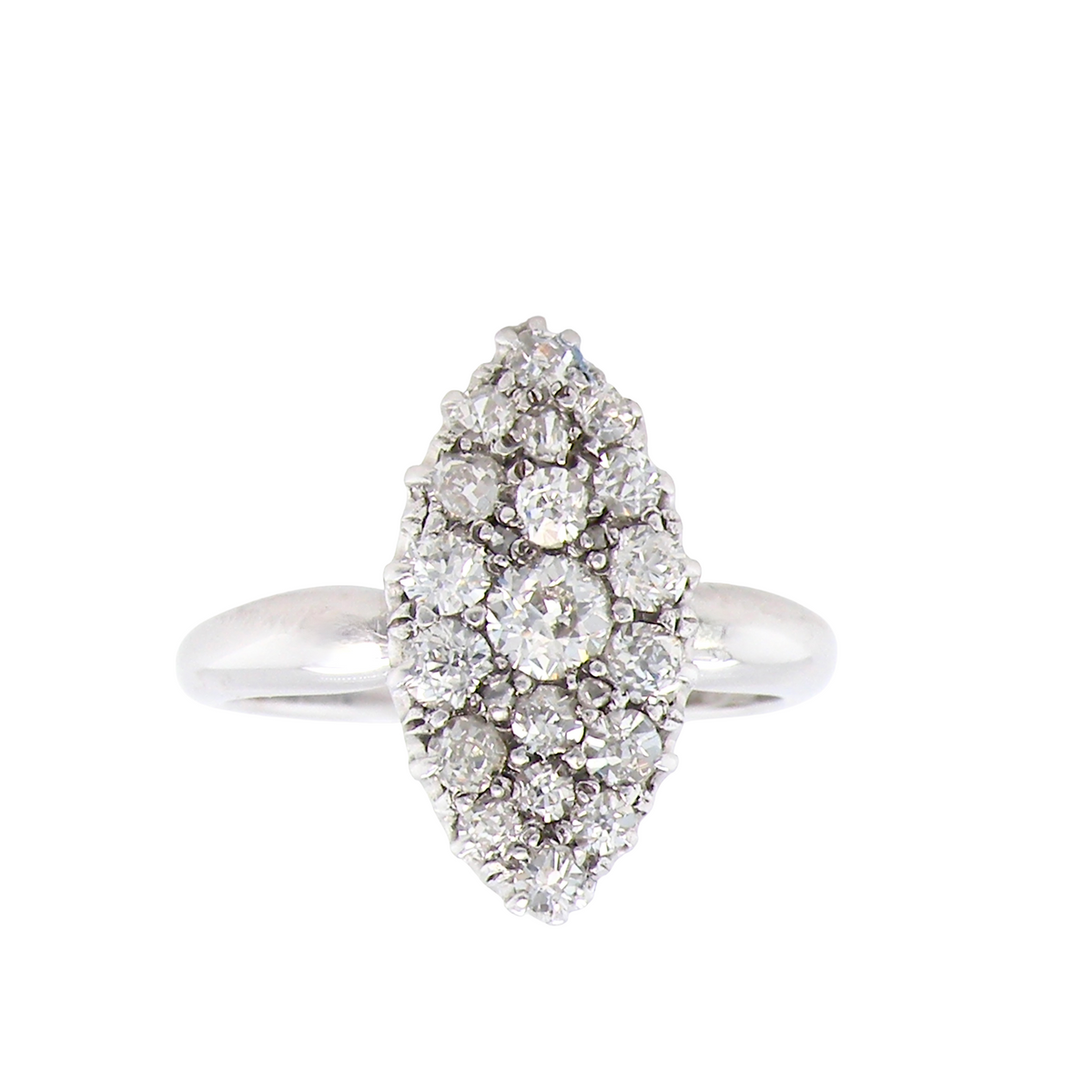 A Stunning Marquise Cluster Diamond Ring – 18 carat White Gold (1950s–1960s Vintage)