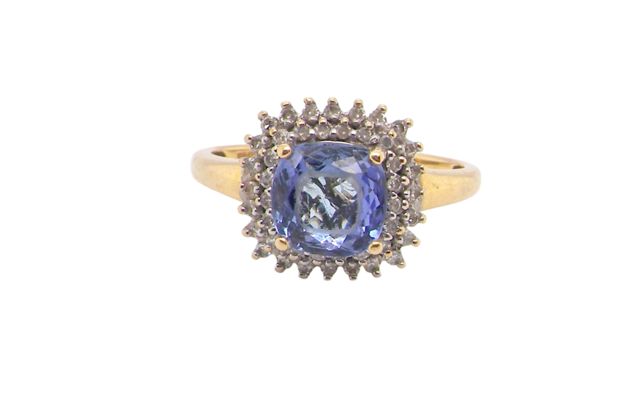 A Tanzanite and Diamond cluster ring