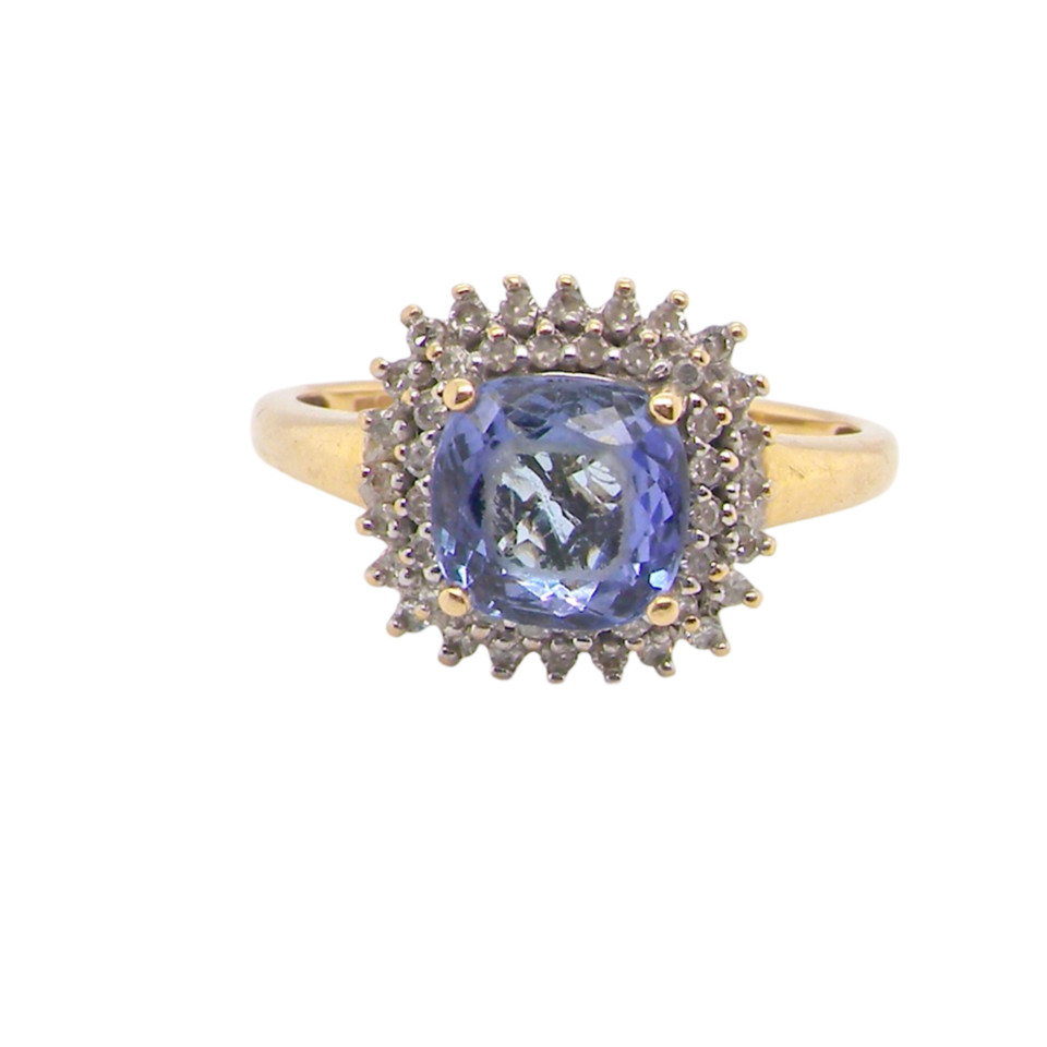 A Tanzanite and Diamond cluster ring