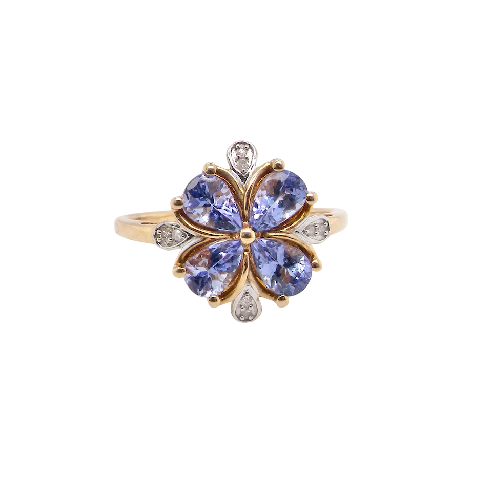 A Tanzanite and Diamond cluster ring