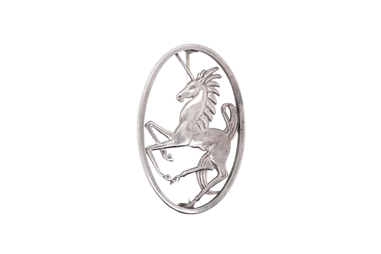 A Unicorn brooch by Geoffrey Bellamy