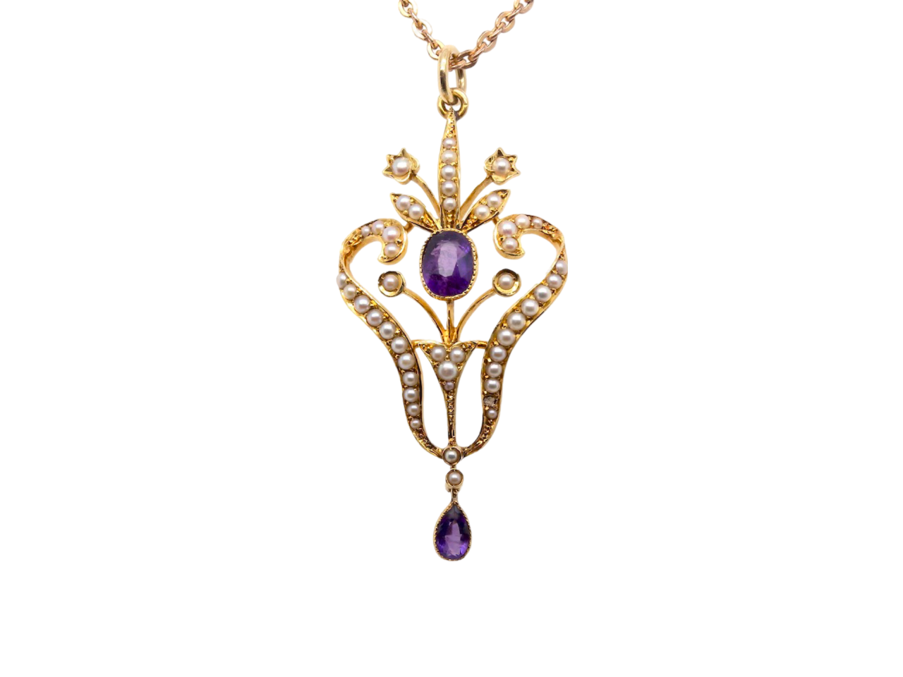 A Victorian Amethyst and Pearl pendant