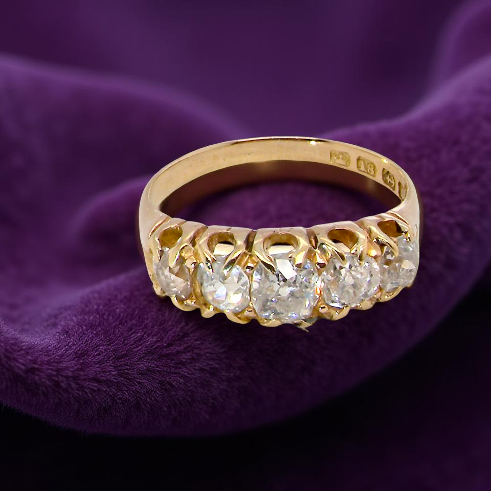 A Victorian Five-Stone Diamond Ring, Birmingham 1892