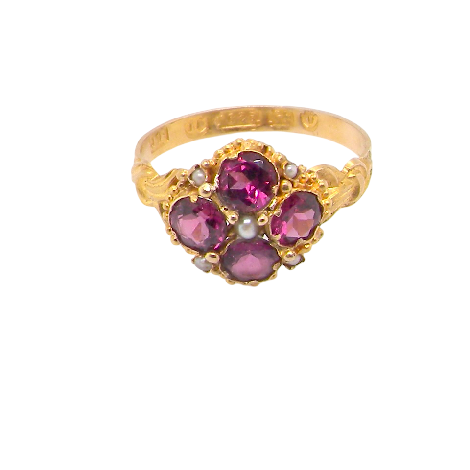 A Victorian ruby and pearl ring