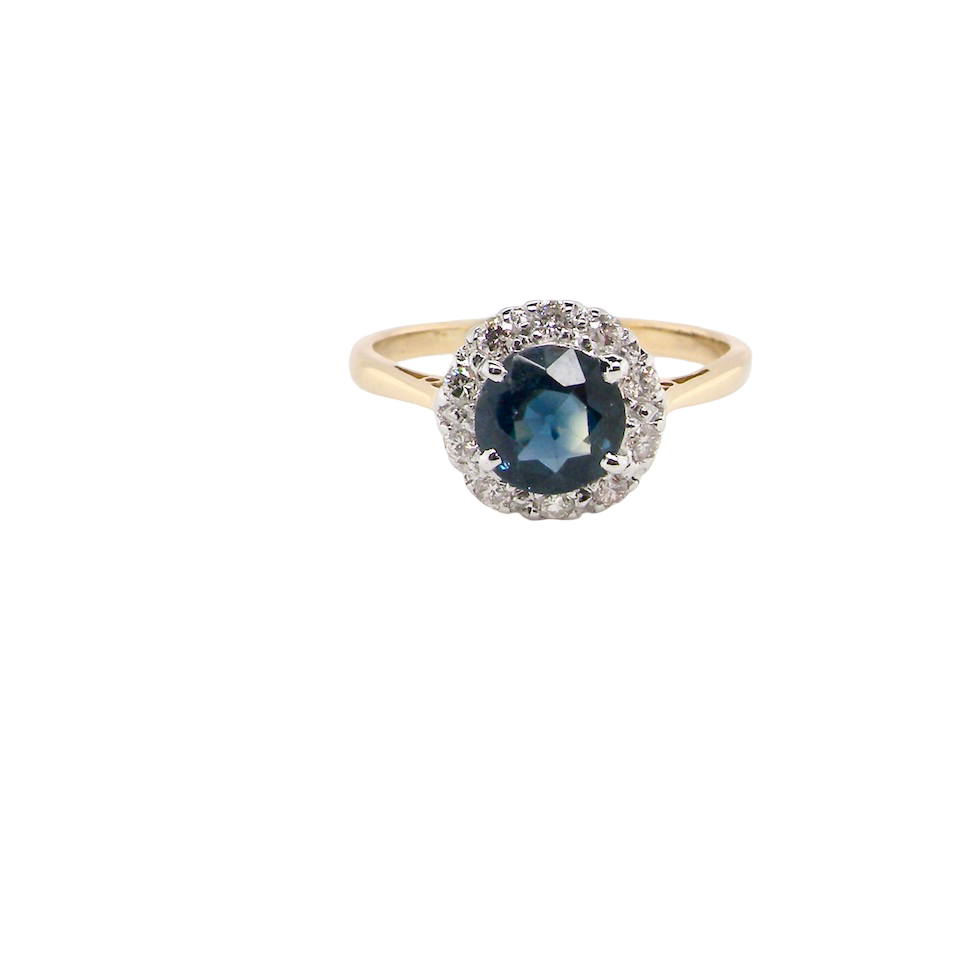 A Vintage 1960s Sapphire & Diamond Cluster Ring