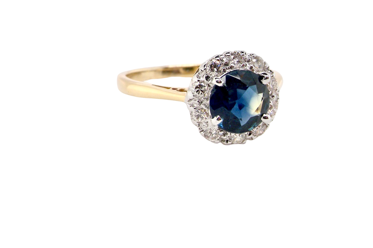 A Vintage 1960s Sapphire & Diamond Cluster Ring