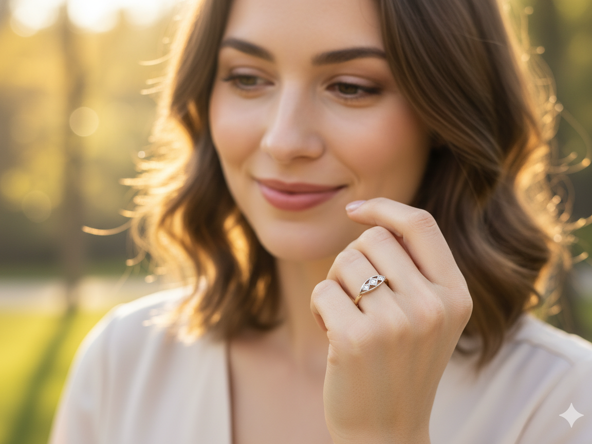A Vintage Early 20th Century 3 Stone Diamond Ring