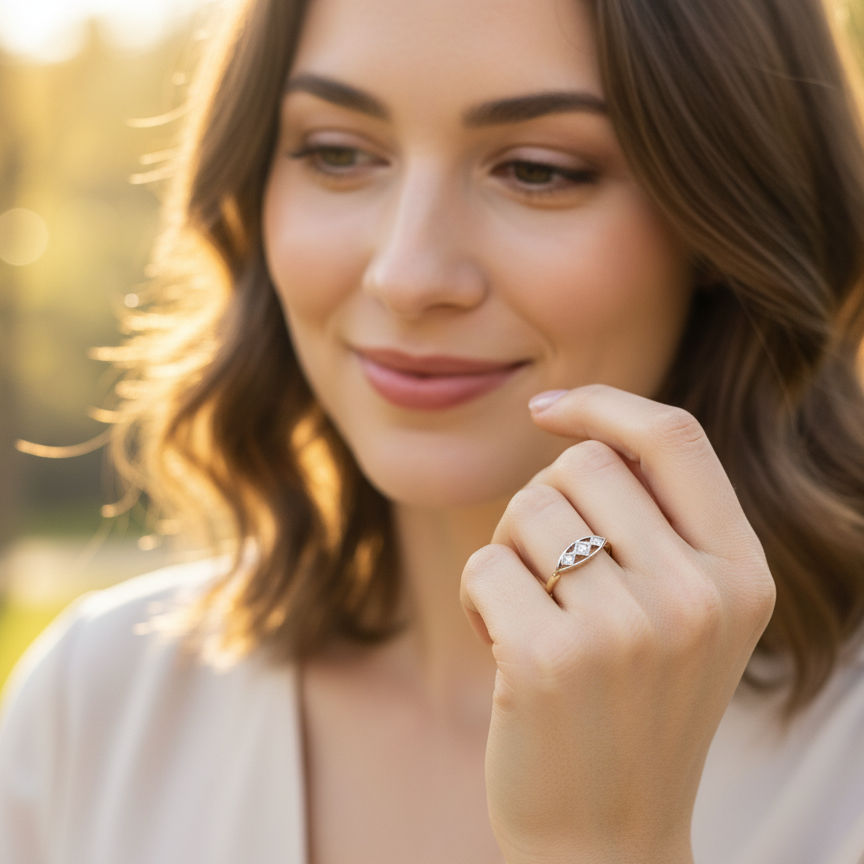 A Vintage Early 20th Century 3 Stone Diamond Ring