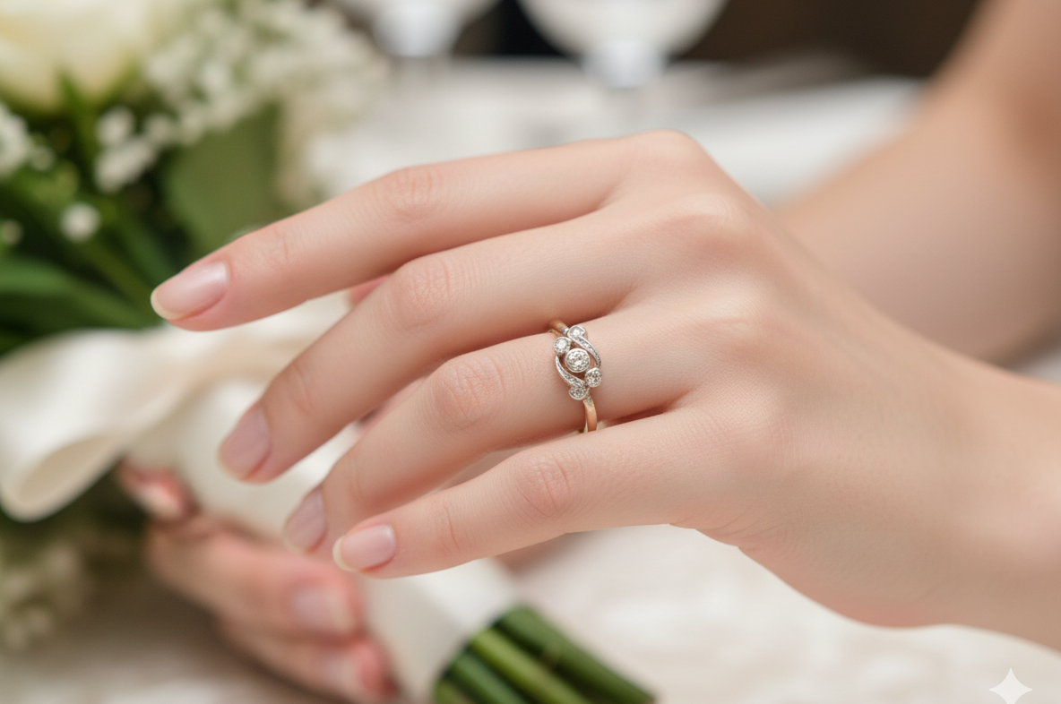 A Vintage Platinum & 18 carat Gold Diamond Crossover Ring (c.1930–1940)