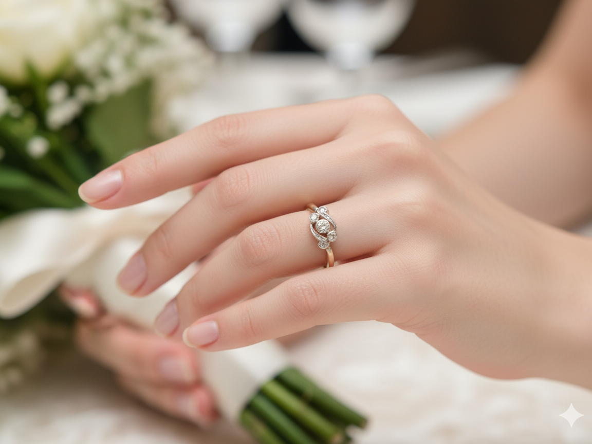 A Vintage Platinum & 18 carat Gold Diamond Crossover Ring (c.1930–1940)