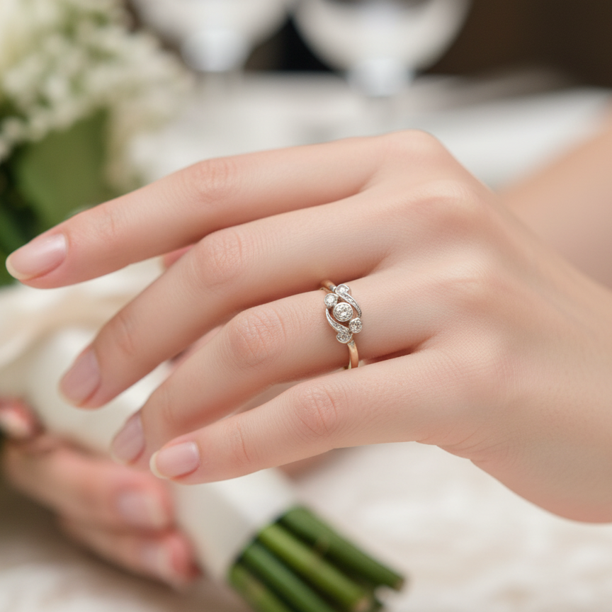 A Vintage Platinum & 18 carat Gold Diamond Crossover Ring (c.1930–1940)