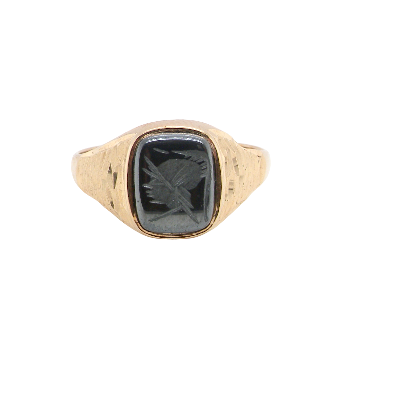 A 'Warriors Head' Haematite signet ring