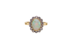 A White Opal and Diamond Cluster Ring