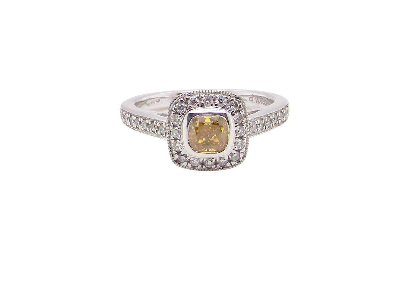 A Yellow Diamond halo cluster ring