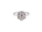Diamond ring with floral design on a white background