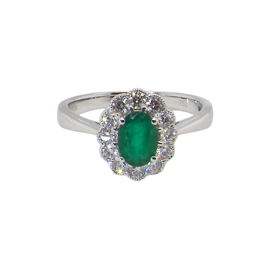 A NEW Emerald and Diamond cluster ring