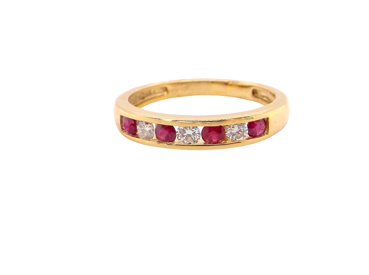 A channel set Ruby and Diamond ring