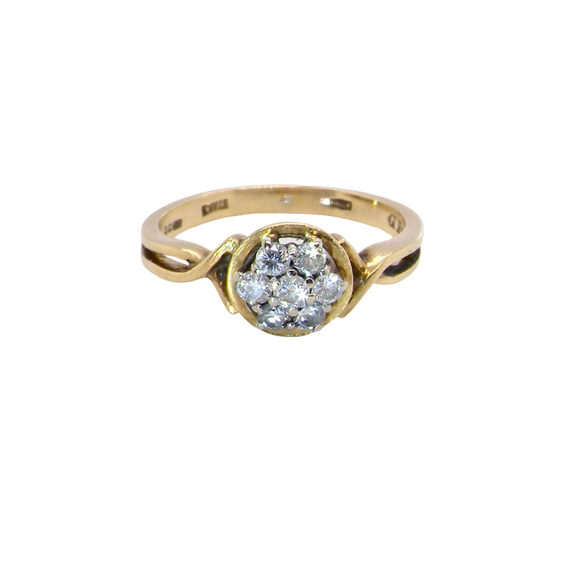 Diamond 7 stone cluster ring
