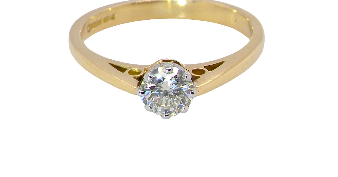 A classic solitaire ring. Features a single brilliant cut white diamond, measures 5mm (est 0.50 carats) Colour H-j, clarity Si.
Head is claw set, platinum, head 5.2mm, weight 2.9 grams. 
