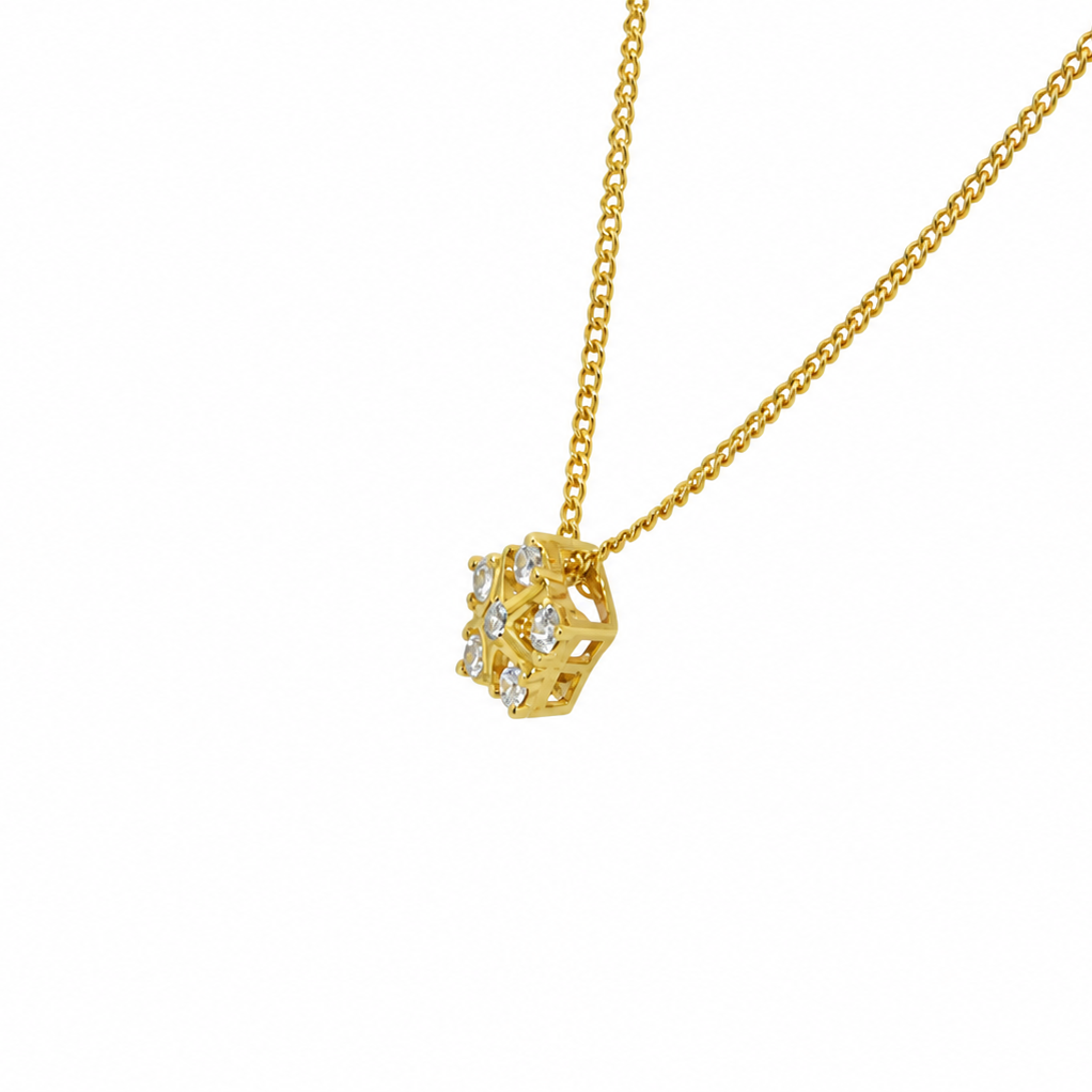 Side view of diamond cluster pendant