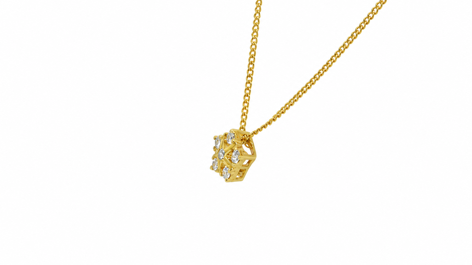 Side view of diamond cluster pendant