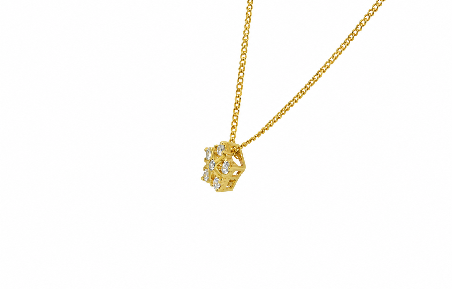 Side view of diamond cluster pendant