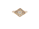 A diamond shaped Diamond cluster ring