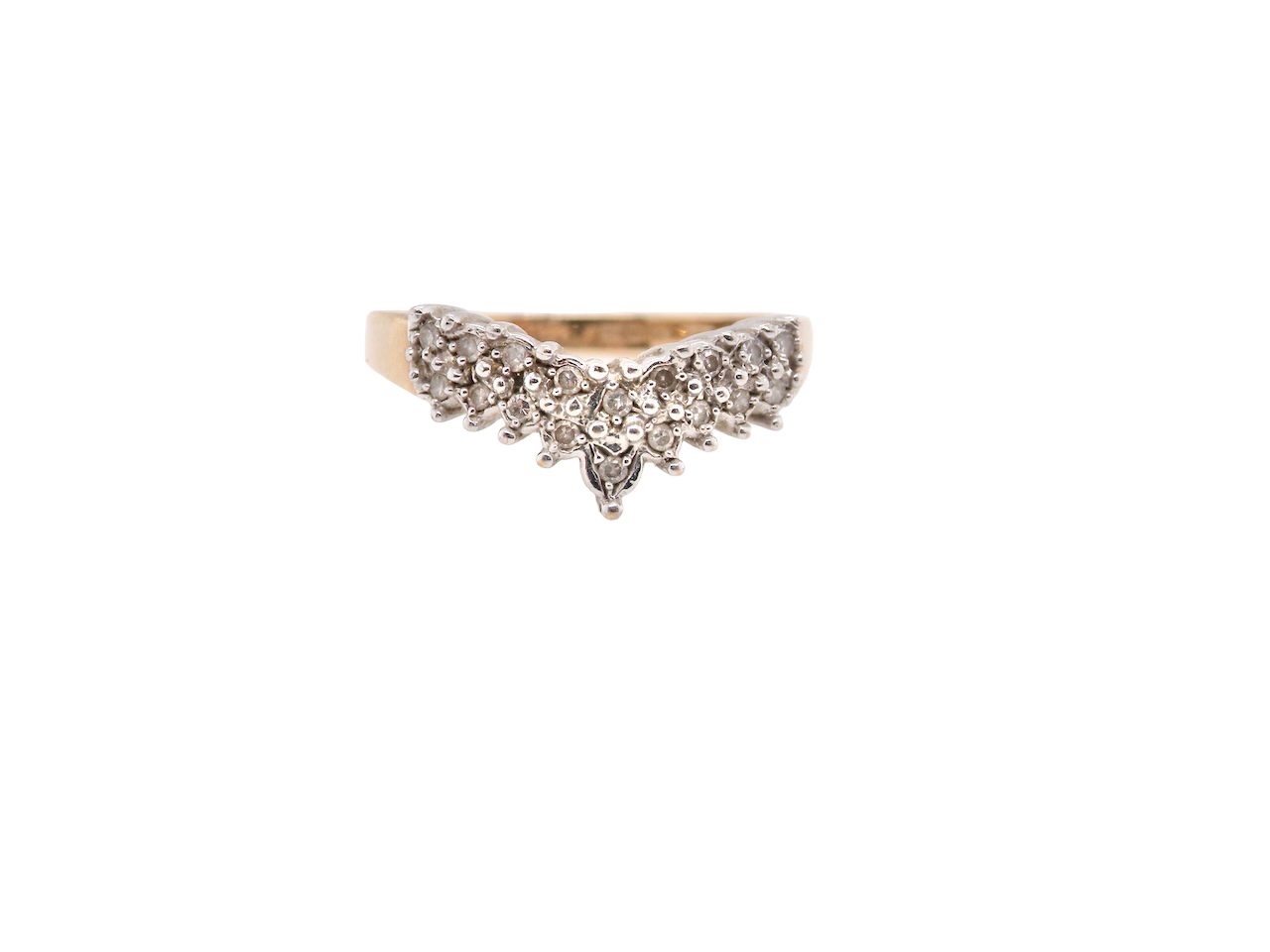 A diamond wishbone ring