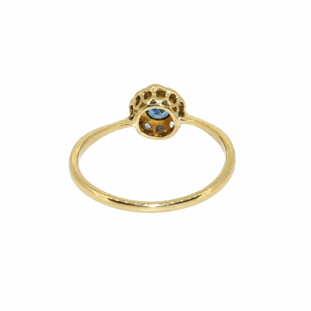 Sapphire and diamond Edwardian ring