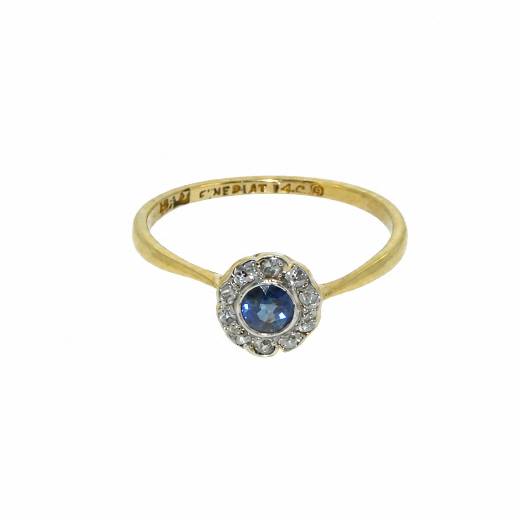 A vintage sapphire and diamond cluster ring