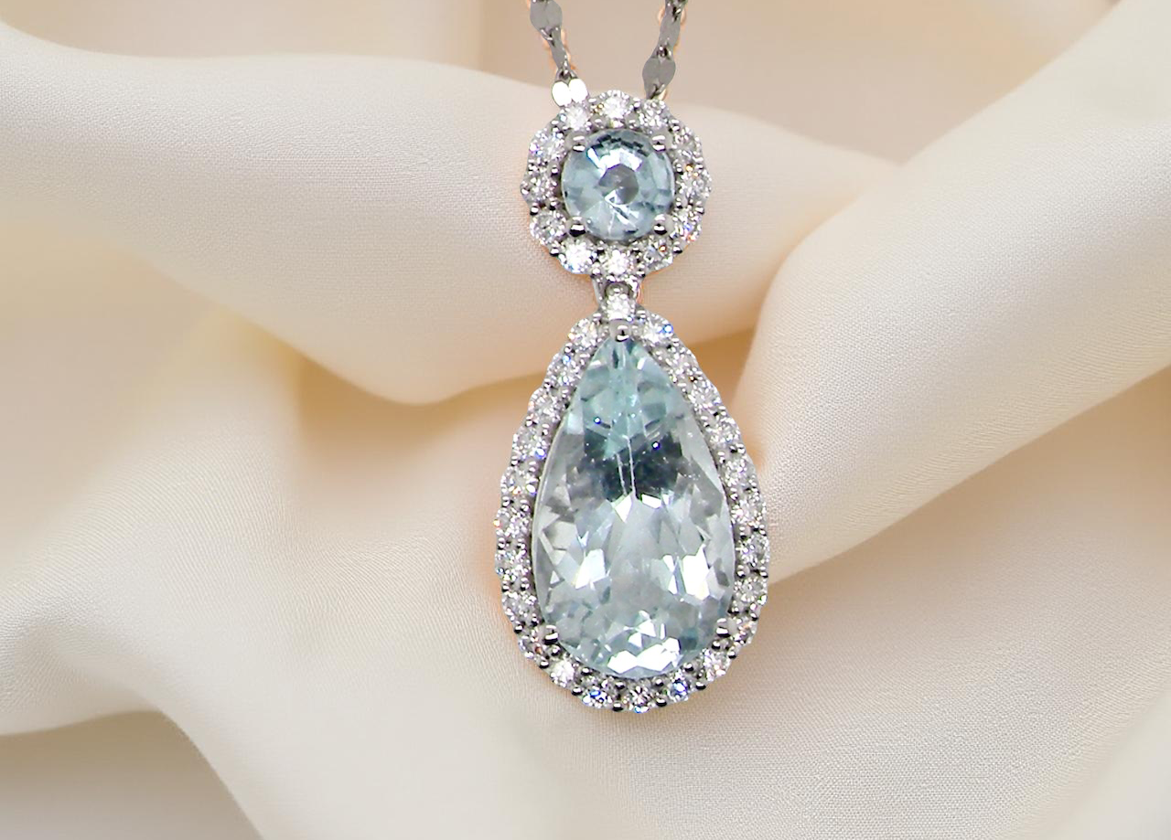A fabulous Aquamarine and Diamond pendant