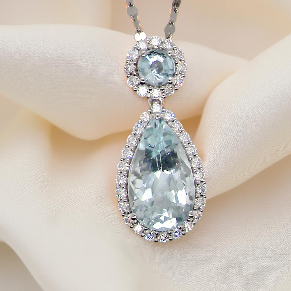 A fabulous Aquamarine and Diamond pendant