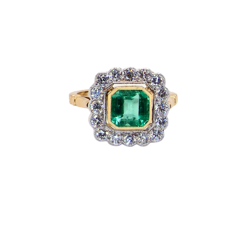 A fabulous Emerald and Diamond cluster ring