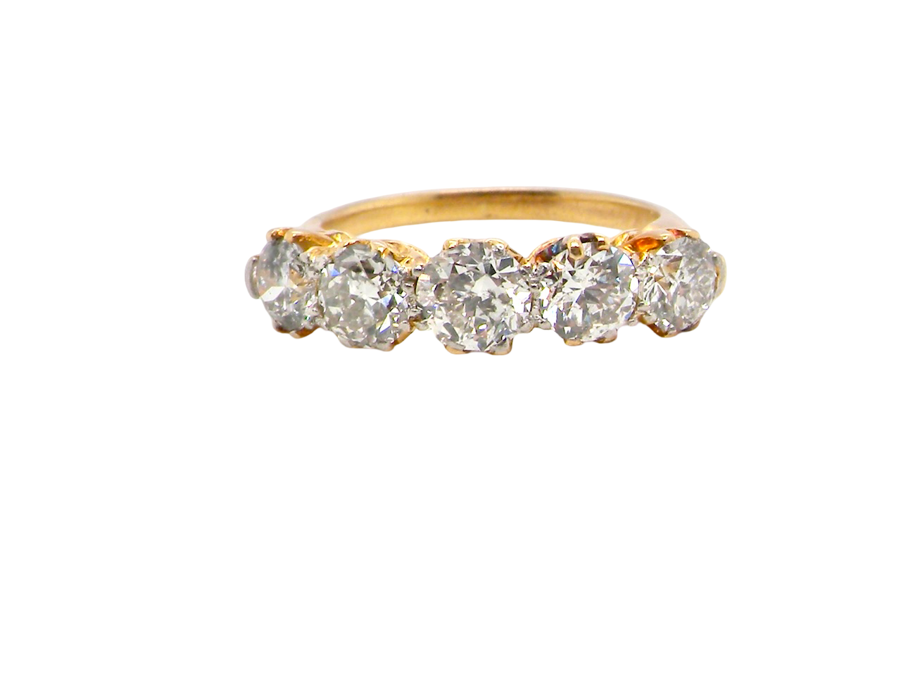 A fabulous five stone diamond ring. Late Victorian,