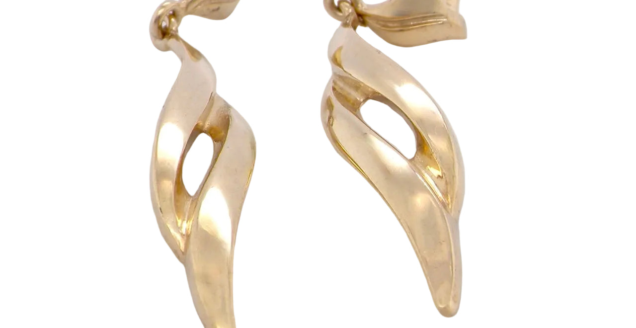 A feature pair of long drop earrings. Each a double loop that has a length of 38mm, width 8mm.