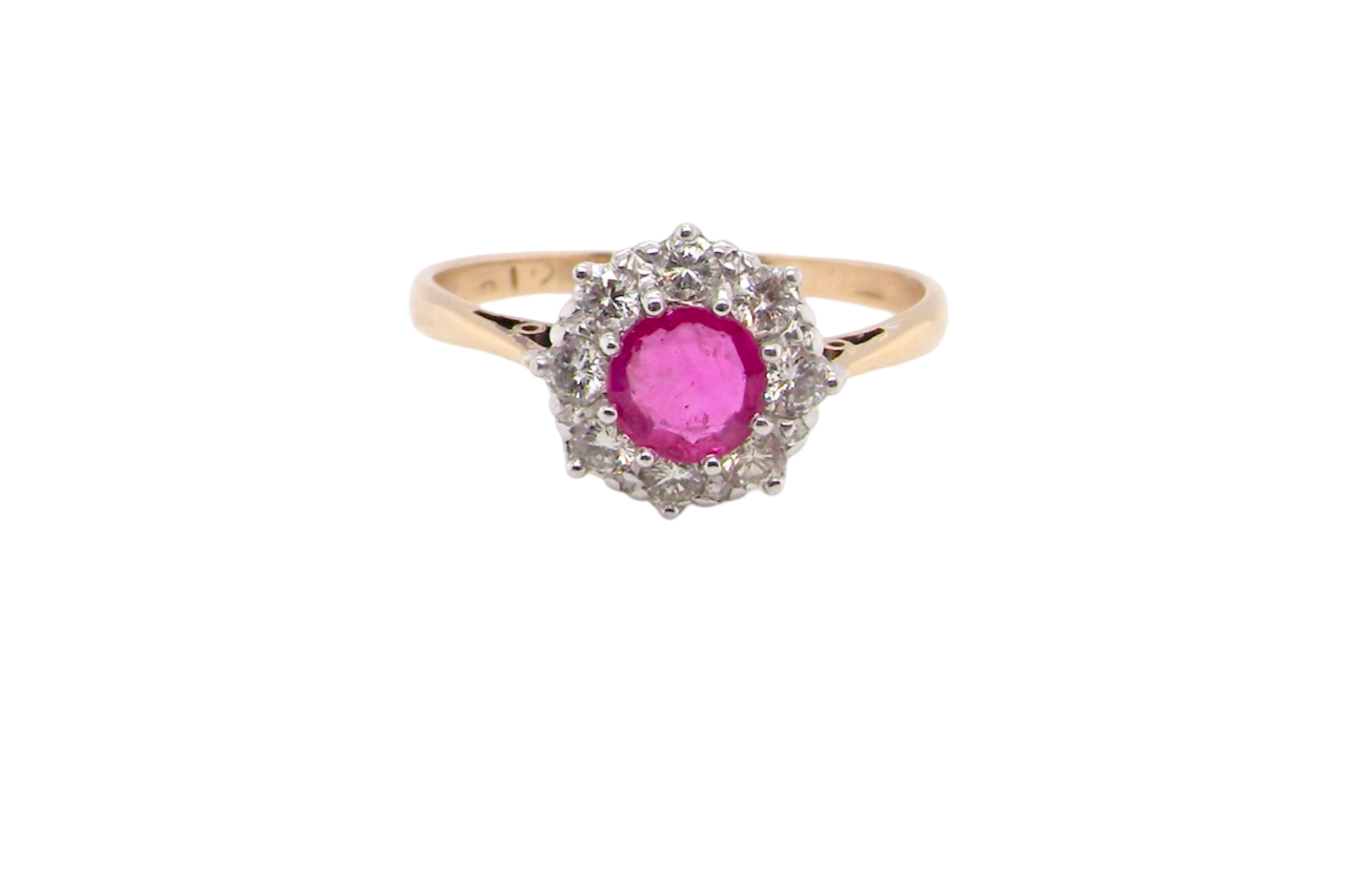 A fine Vintage Ruby and Diamond cluster ring