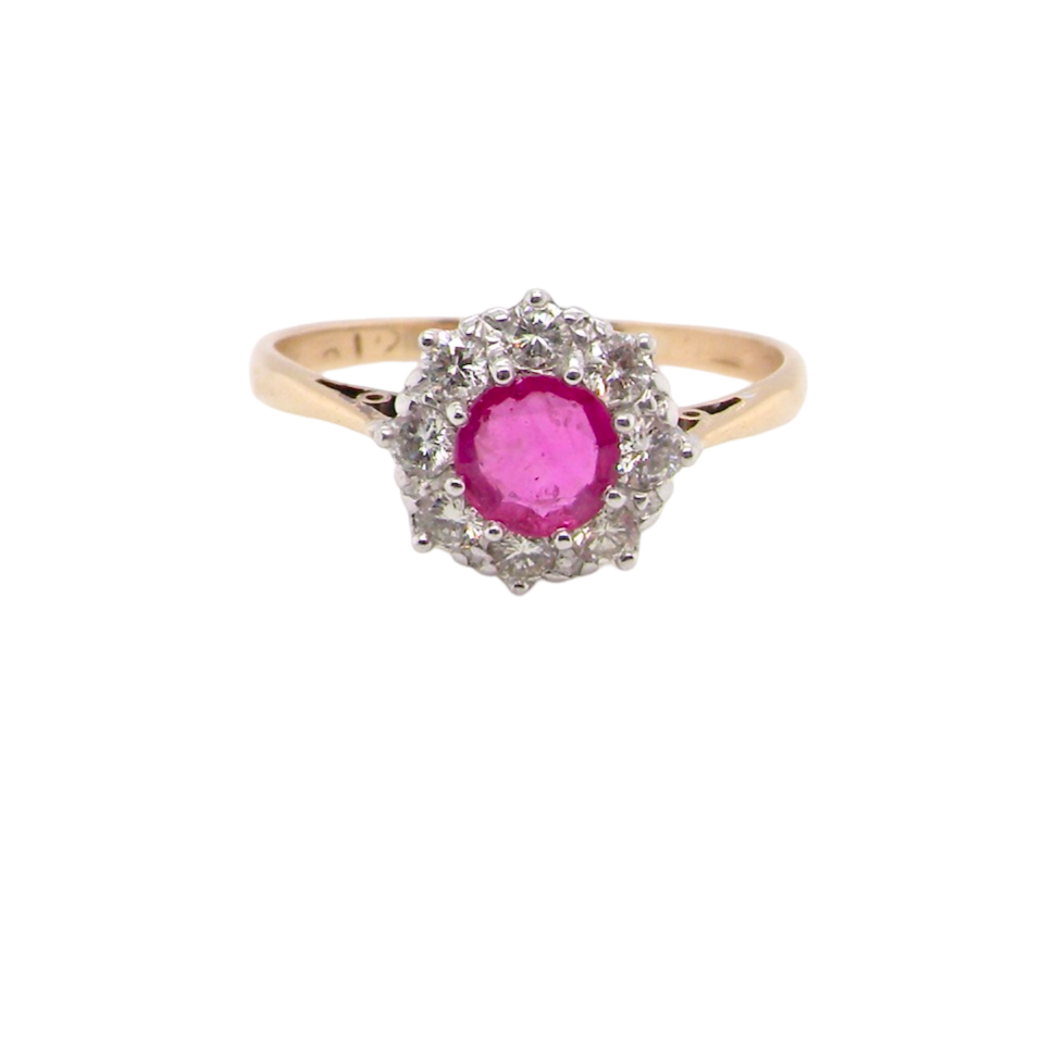 A fine Vintage Ruby and Diamond cluster ring