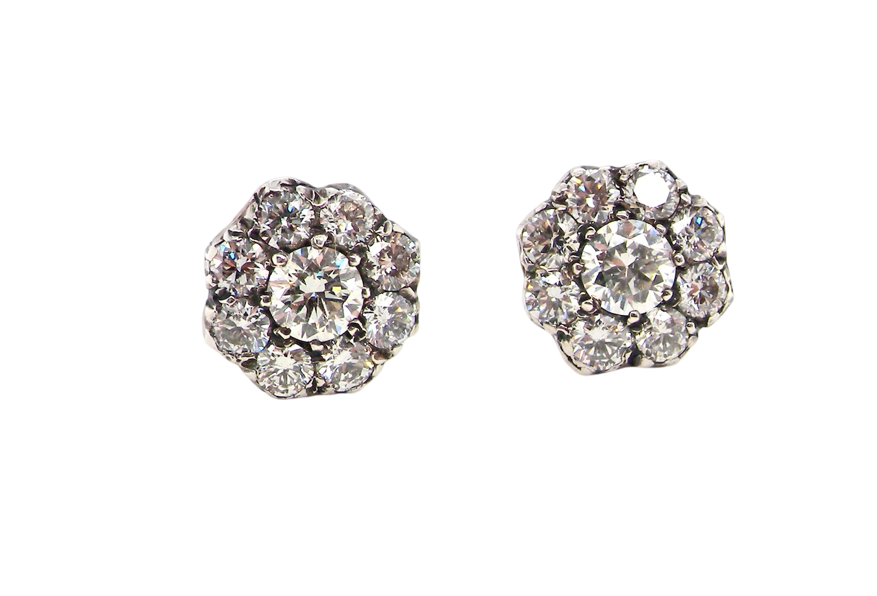 A fine pair of Diamond Cluster Earrings