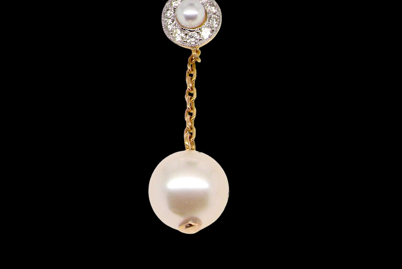 pearl/ diamond drop earrings