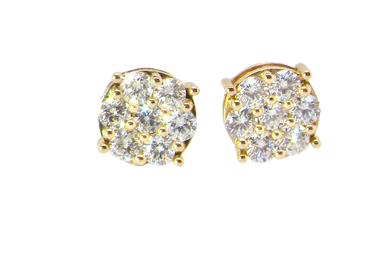 A fine pair of diamond cluster earrings