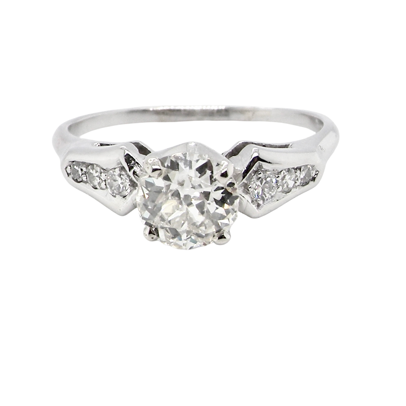 A fine solitaire ring featuring an e lovely brilliant cut white diamond. Measures 6.3mm (est 0.85 carats) very bright white stone, colour H-i, clarity VS.