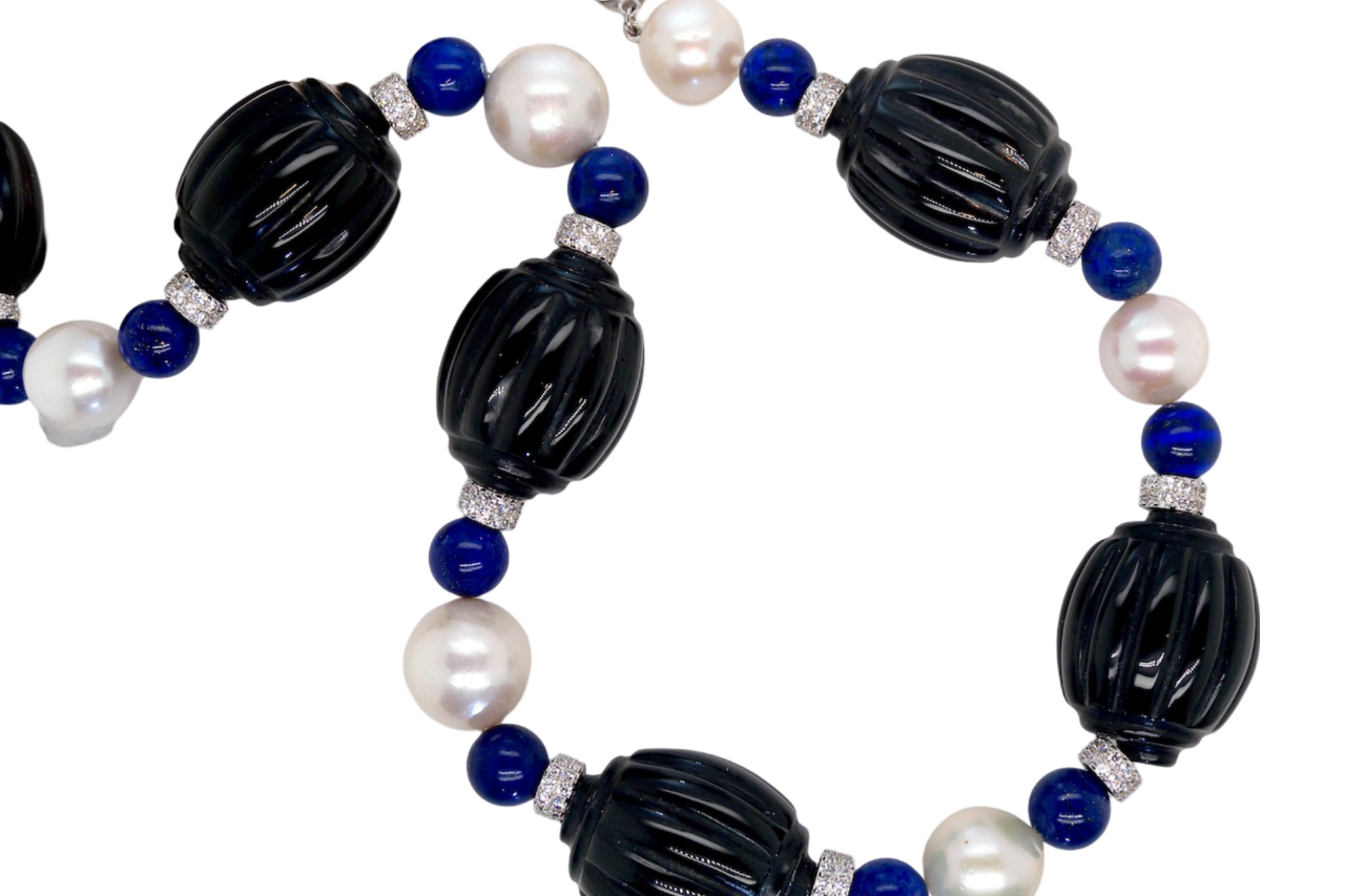 A gemstone and pearl necklace