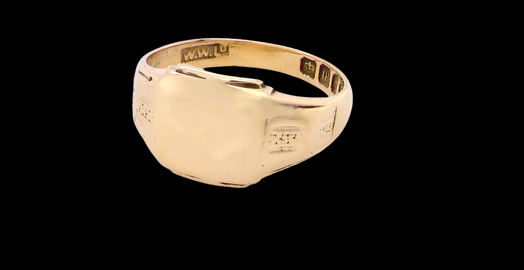 A gentleman's 18 carat gold signet ring. Cushion shaped head, plain and suitable for engraving, measures 11x11mm. 7.2 grams. 