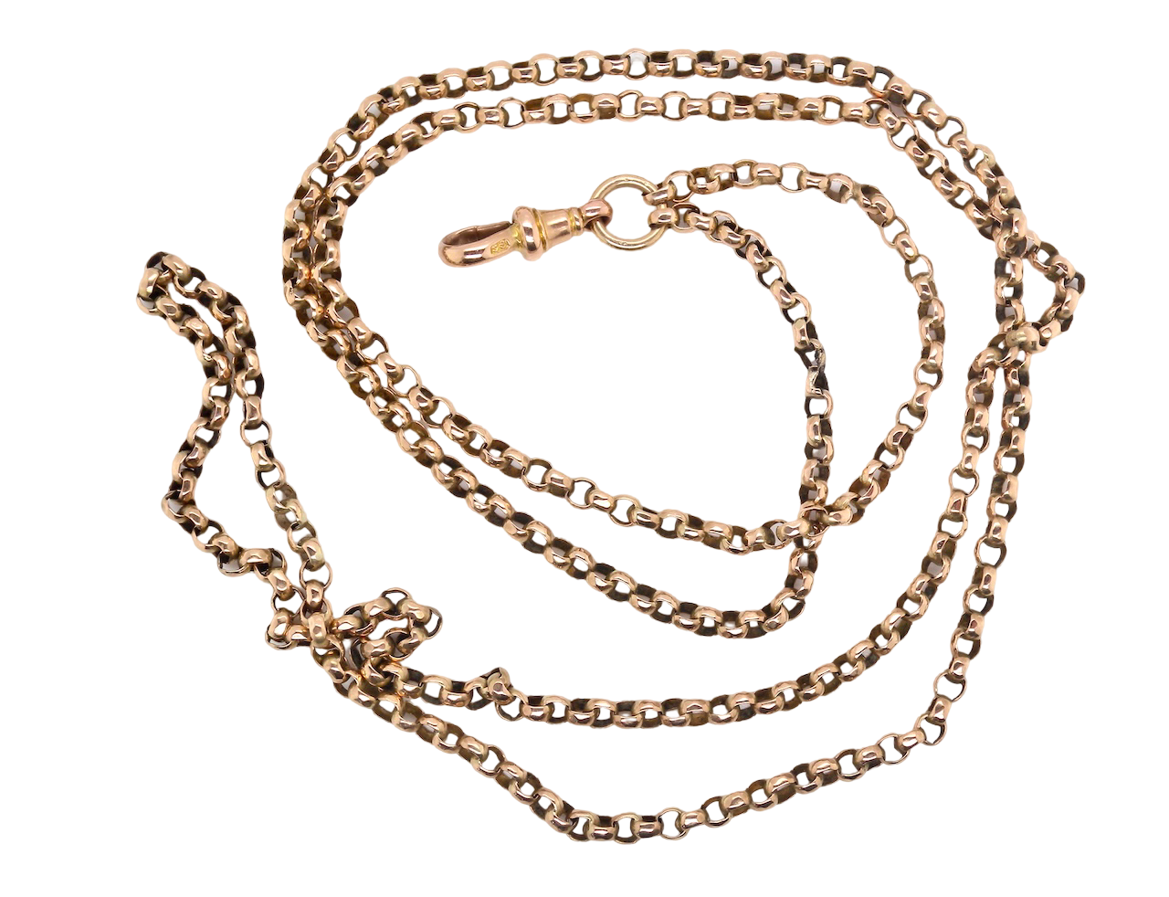 A gold belcher link guard chain