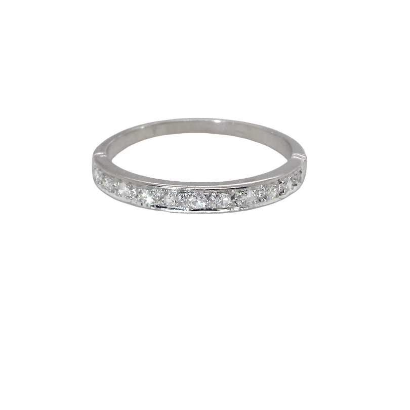 A half hoop eternity ring. Set with eleven small white diamonds, brilliant cut 2mm each (total est 0.33 carats) colour i-k, clarity Si.