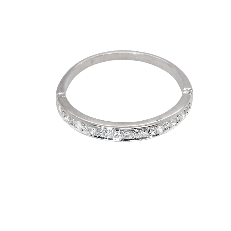 A half hoop eternity ring. Set with eleven small white diamonds, brilliant cut 2mm each (total est 0.33 carats) colour i-k, clarity Si. above