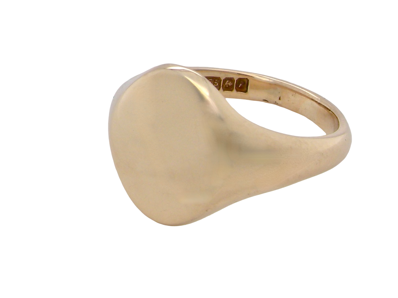Gold ring with a plain design on a white background